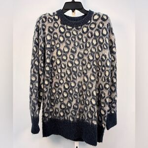 Current Elliott Soft Oversized The Cali Leopard Print Sweater XS NWT